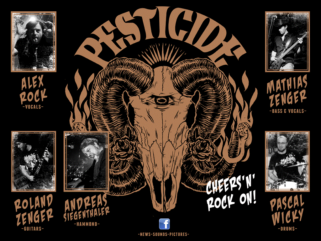 Pesticide Band abgebildet sind Alex Rock, Mathias Zenger, Roland Zenger, Andreas Siegenthaler und Pascal Wicky